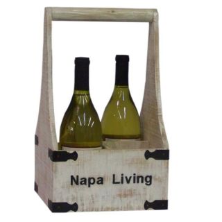 Countryside Distressed Wood Long 4 Bottle Wine Holder