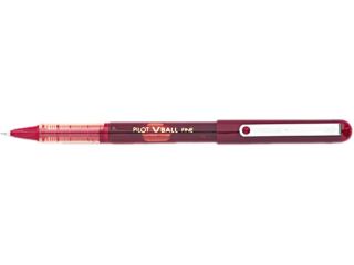 Pilot 35114 VBall Roller Ball Stick Pen, Liquid Ink, Red Ink, Fine Point, Dozen