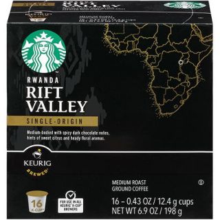 Starbucks Rwanda Rift Valley Single Origin Ground Coffee K Cups, 0.43 oz, 16 count