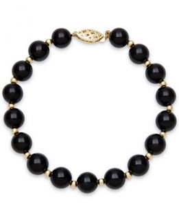 Faceted Onyx Bead Bracelet (3mm) in 10k Gold   Bracelets   Jewelry
