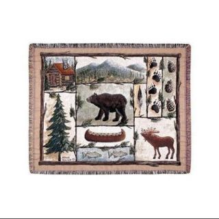 Cabin Fever Moose Bear Lodge Tapestry Throw 50" x 60"