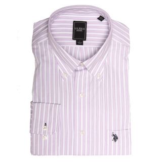 US Polo Mens Lavender/Grey Stripe Dress Shirt  ™ Shopping