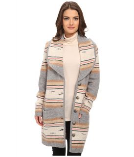 Pendleton Petite Stripe Sweater Coat Soft Grey Multi