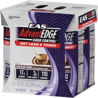 EAS AdvantEDGE Carb Control Ready to Drink Shake, Chocolate Fudge, 11 fl oz (Pack of 4)
