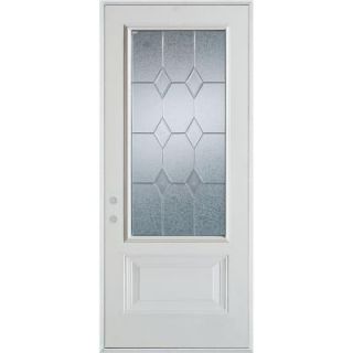 Stanley Doors 36 in. x 80 in. Geometric Zinc 3/4 Lite 1 Panel Prefinished White Right Hand Inswing Steel Prehung Front Door 1102E Z 36 R Z