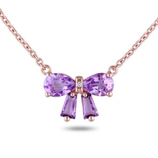 Miadora Rose Flashplated Silver Amethyst and Diamond Accent Bow