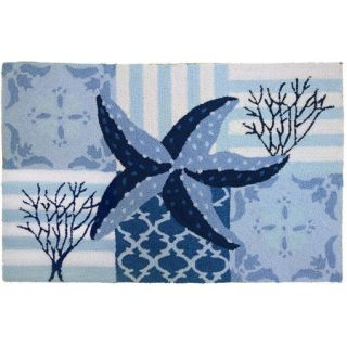 Homefires 22x34 Inch Starfish and Coral on Blue Accent Rug 790097