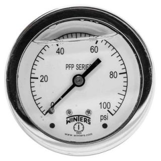 Winters Instruments PFP Series 2.5 in. Stainless Steel Liquid Filled Case Pressure Gauge with 1/4 in. NPT CBM and Range of 0 100 psi PFP924R1