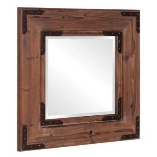 28 in. x 28 in. Stained Natural Wood Framed Mirror 37069