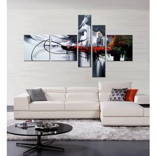 Hand painted Abstract 101 Gallery wrapped Canvas Art Set   12958091