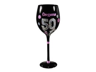 Grasslands Road Her Majesty 20 Ounce, Fabulous 50 Crystal Embellished Black Wine Glass