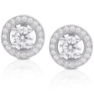 Dolce Giavonna Sterling Silver Cubic Zirconia Circle Stud Earrings