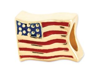Sterling Silver Gold plated Reflections USA Flag Bead