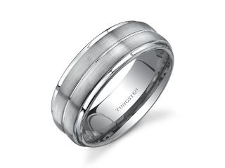 Flat Edge Brush Finish 8 mm Comfort Fit Mens Tungsten Wedding Band Ring Size 11