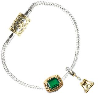 Michael Valitutti Sterling Silver Emerald Quartz Yoga Bracelet Charm