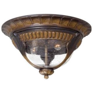 the great outdoors by Minka Lavery Kent Place 2 Light Outdoor Prussian Gold Flush Mount Light 9149 407