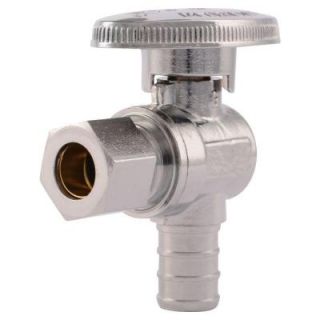 SharkBite 1/2 in. Chrome Plated Brass PEX Barb x 3/8 in. Compression Quarter Turn Angle Stop Valve 23058LF