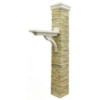 Eye Level Stacked Stone Beige Brace and Curved Cap Mailbox Post 50 KITBWC
