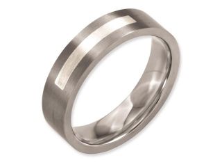 Titanium Flat 6mm Sterling Silver Inlay Brushed Band