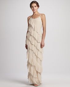Alice + Olivia Aria Ruffled Tiered Gown