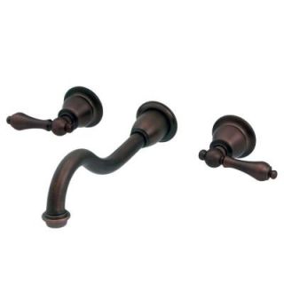 Water Creation Wall Mount 2 Handle Elegant Spout Bathroom Faucet in Oil Rubbed Bronze F4 0001 03 PX