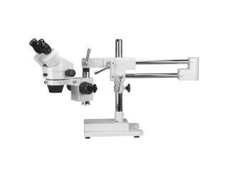 7X 45X Binocular Stereo Zoom Microscope with Double Arm Boom Stand