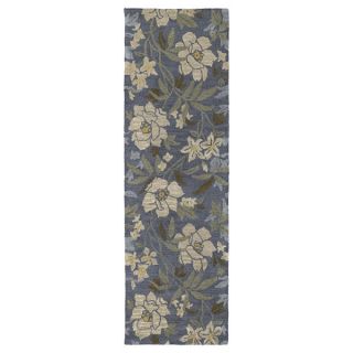 Hand tufted Lawrence Blue Floral Wool Rug (23 x 76)