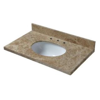 Pegasus 37 in. W x 22 in. D Marble Vanity Top in Light Emperador with White Bowl 37922