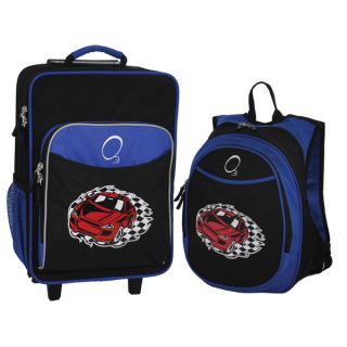 Obersee Kids Racecar 2 piece Backpack and Carry On Upright Luggage