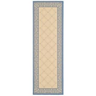 Safavieh Courtyard Natural/Blue 2 ft. 4 in. x 14 ft. Runner CY1502 3101 214