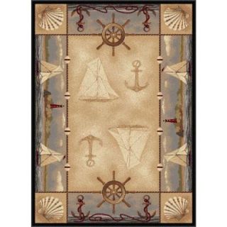 Tayse Rugs Nature Beige 5 ft. 3 in. x 7 ft. 3 in. Lodge Area Rug 6582  Beige  5x8