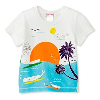 Baby Nay Surfing Whales Graphic T Shirt   Cream