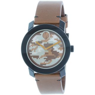 Movado Mens Bold 3600301 Brown Leather Leather Swiss Quartz Watch