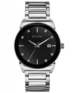 Bulova Mens Diamond Accent Stainless Steel Bracelet Watch 41mm 96D121