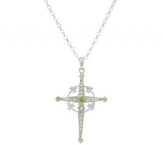 Fado Sterling Silver Peridot & Topaz Shamrock Celtic Cross —