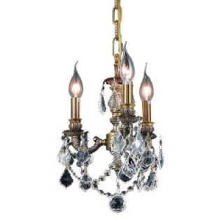 Elegant Lighting 3 Light Antique Bronze Chandelier with Clear Crystal EL9103D10AB/RC