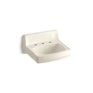 KOHLER Greenwich Wall Mount Vitreous China Bathroom Sink in Almond with Overflow Drain K 2030 47