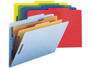 Smead 19025 Pressboard Classification Folders, Legal, Six Section, Assorted Colors, 10/Box