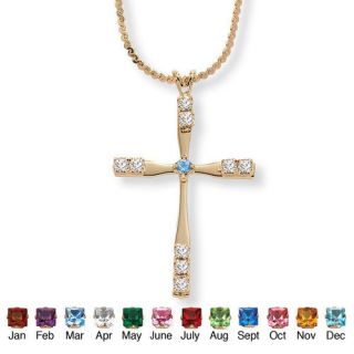 Palm Beach Jewelry Round Birthstone Cross Pendant
