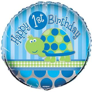 18" Foil First Birthday Turtle Balloon