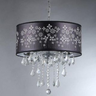 Warehouse of Tiffany Floral Crystal 5 Light Crystal Chandelier with Black Shade RL1068B