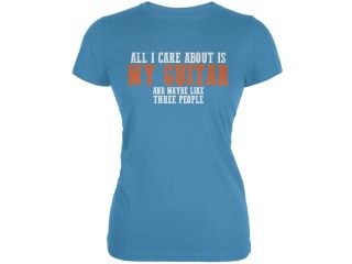 Sarcastic Care About My Guitar Aqua Juniors Soft T Shirt