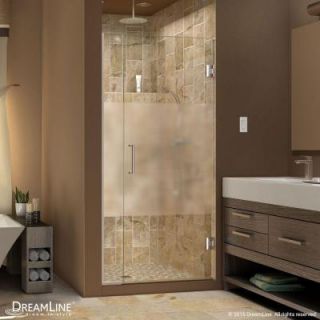 DreamLine Unidoor Plus 34 1/2 in. to 35 in. x 72 in. Hinge Shower Door with Half Frosted Glass in Brushed Nickel SHDR 243457210 HFR 04