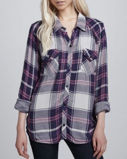 Rails Kendra Plaid Button Down, Navy/Pink