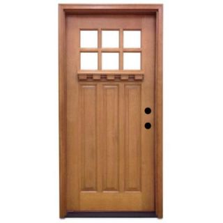Steves & Sons 36 in. x 80 in. Craftsman 6 Lite Stained Mahogany Wood Prehung Front Door M3306 6 AW MJ 6ILH