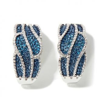 0.17ct Blue & White Diamond Sterling Silver "Ribbon" Hoop Earrings   7876723