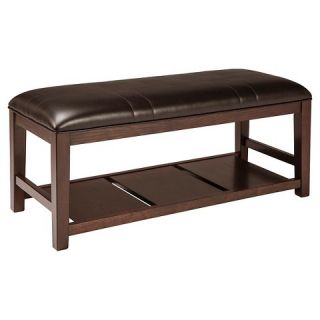 Watson Large Upholstered Dining Room Bench   Dark Brown   Signature