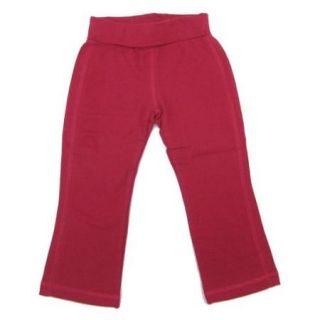 Little Girls Red Solid Color Wide Waistband Stretch Yoga Pants 5