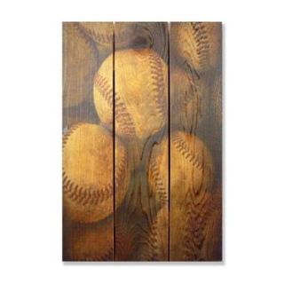Gizaun Art VB1624 16 x 24 Vintage Baseball Inside & Outside Full Color Cedar Wall Art