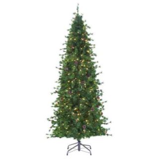 Martha Stewart Living 8 ft. Indoor Pre Lit Bristle Cone Pine Slim Hinged Artificial Christmas Tree 9318300610